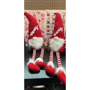 Christmas GNOME 22"!! Weighted, Peppermint Square, Mantle, Red And White, Tinsel